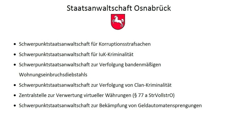 Übersicht Schwerpunktstaatsanwaltschaft